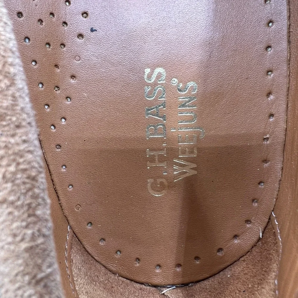 G.H. Bass Weejuns Larson Loafers Mens Size 12 Brown Suede Woven Penny Crepe Sole